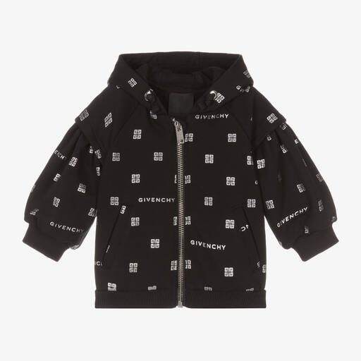Givenchy-Girls Black & Silver 4G Zip-Up Hoodie | Childrensalon Outlet