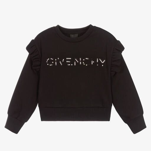Givenchy-Черный свитшот со Swarovski для девочек | Childrensalon Outlet