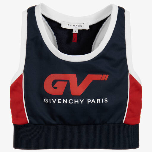 Givenchy-Girls Blue Jersey Cropped Top  | Childrensalon Outlet