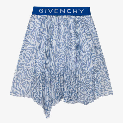 Givenchy-Girls Blue & White Zebra Print Skirt | Childrensalon Outlet