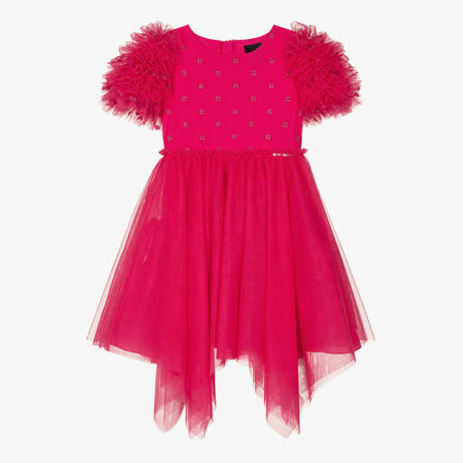 Givenchy-Robe fuchsia en tulle fille | Childrensalon Outlet