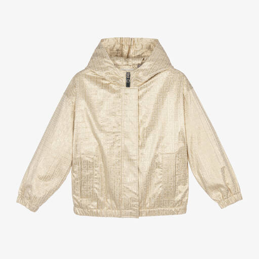 Givenchy-جاكيت هودي قطن جاكارد لون ذهبي للبنات | Childrensalon Outlet