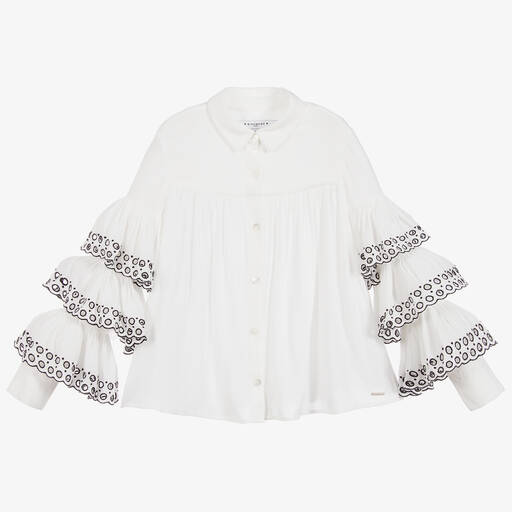 Givenchy-بلوز كشكش لون أبيض للبنات | Childrensalon Outlet