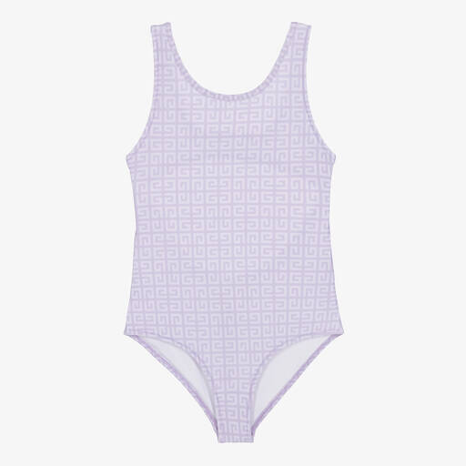 Givenchy-Girls Lilac Purple 4G Logo Swimsuit | Childrensalon Outlet