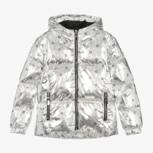 Givenchy-Metallicsilberne 4G Daunenjacke | Childrensalon Outlet