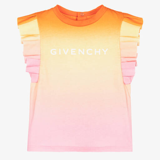 Givenchy-Girls Orange & Pink Ombré Logo Top | Childrensalon Outlet