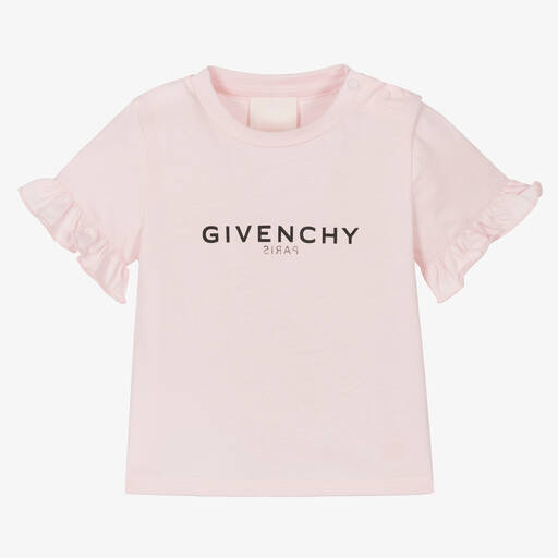 Givenchy-Girls Pale Pink Cotton T-Shirt | Childrensalon Outlet