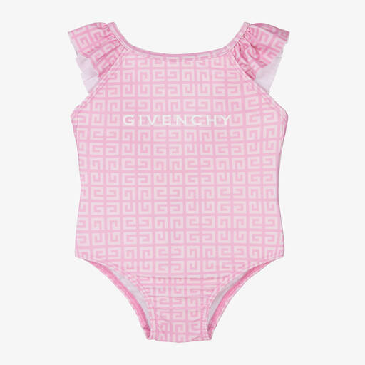 Givenchy-Girls Pink 4G Logo Swimsuit | Childrensalon Outlet