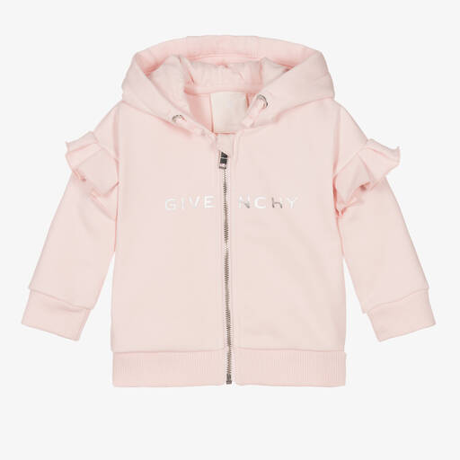 Givenchy-Girls Pink 4G Logo Zip-Up Top | Childrensalon Outlet