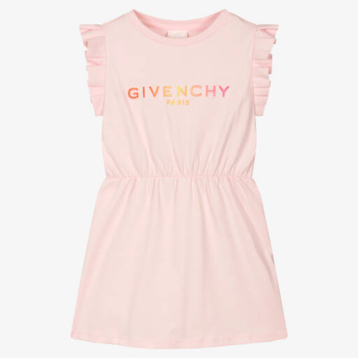 Givenchy-Girls Pink Cotton Logo Dress | Childrensalon Outlet