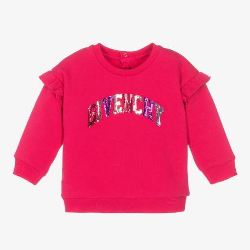 Givenchy-Girls Pink Cotton Sequin Sweatshirt | Childrensalon Outlet