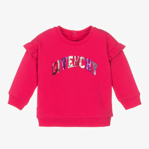 Givenchy-Pailletten-Baumwoll-Sweatshirt Pink | Childrensalon Outlet