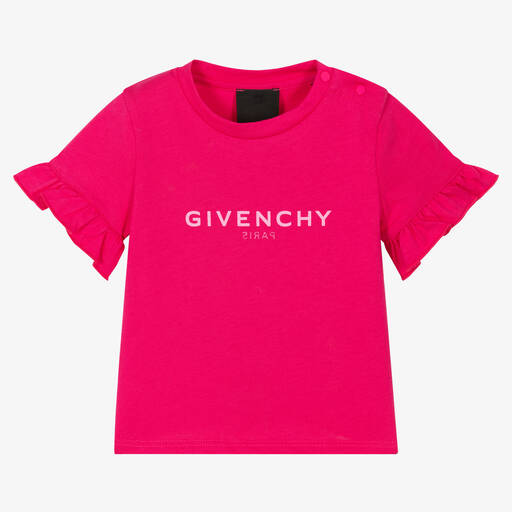 Givenchy-Girls Pink Cotton T-Shirt | Childrensalon Outlet