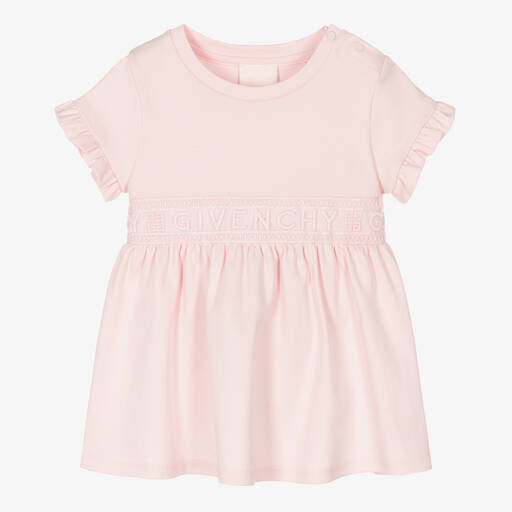 Givenchy-Girls Pink Embroidered Logo Dress | Childrensalon Outlet