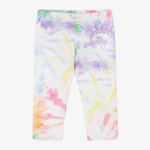 Givenchy-Girls Pink & Purple Tie Dye Cotton Leggings | Childrensalon Outlet