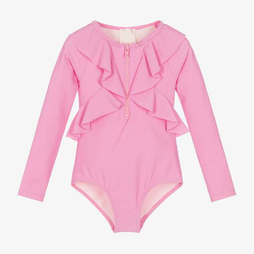 Givenchy-Rosa Badeanzug mit Rüschen | Childrensalon Outlet