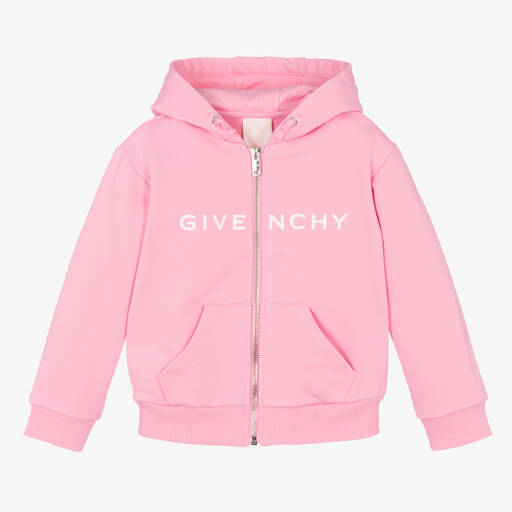 Givenchy-Girls Pink & White Logo Hoodie | Childrensalon Outlet