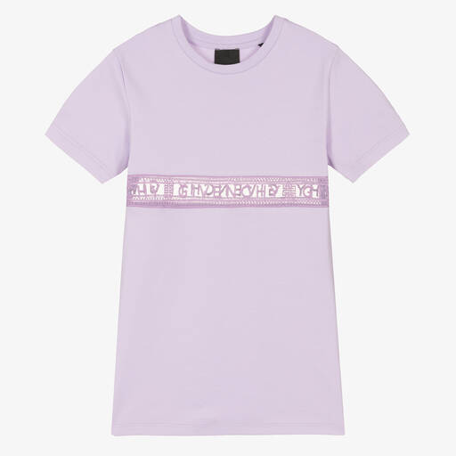Givenchy-Robe violette à dentelle 4G fille | Childrensalon Outlet