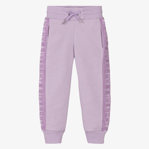 Givenchy-Girls Purple Cotton Logo Joggers | Childrensalon Outlet