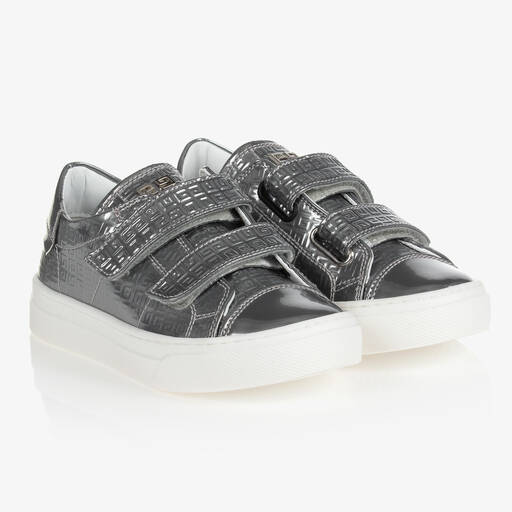 Givenchy-ترينرز بشريط لاصق جلد لون فضّي متاليك للبنات | Childrensalon Outlet