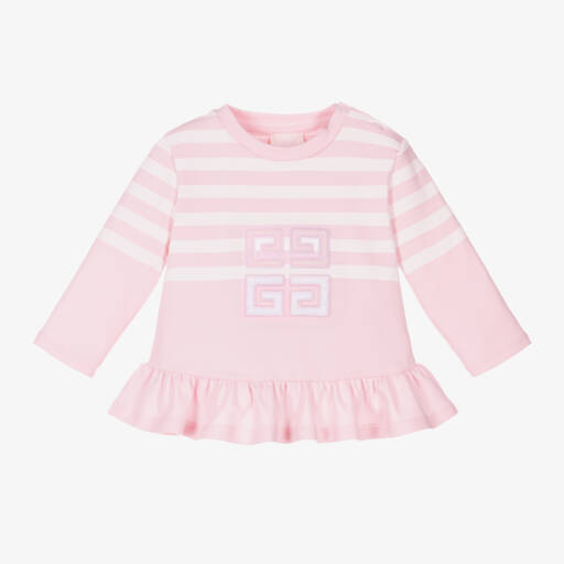 Givenchy-Girls Soft Pink Striped Top | Childrensalon Outlet