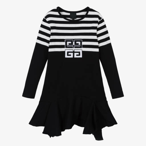 Givenchy-Girls Striped Cotton Jersey Dress | Childrensalon Outlet