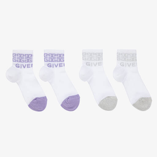 Givenchy-Chaussettes blanches 4G fille (x2) | Childrensalon Outlet