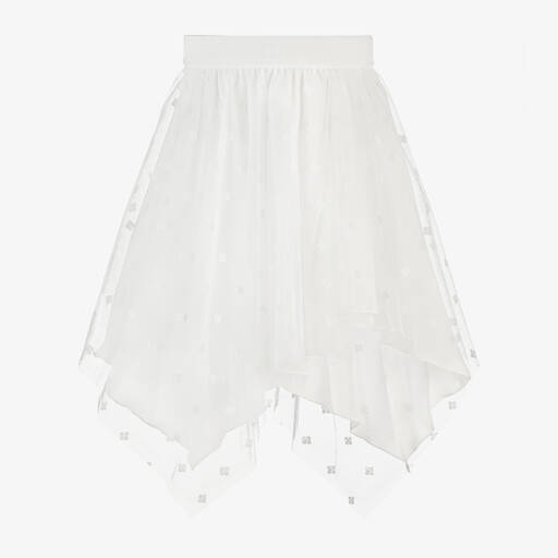 Givenchy-تنورة بطبعة 4G تول لون أبيض | Childrensalon Outlet