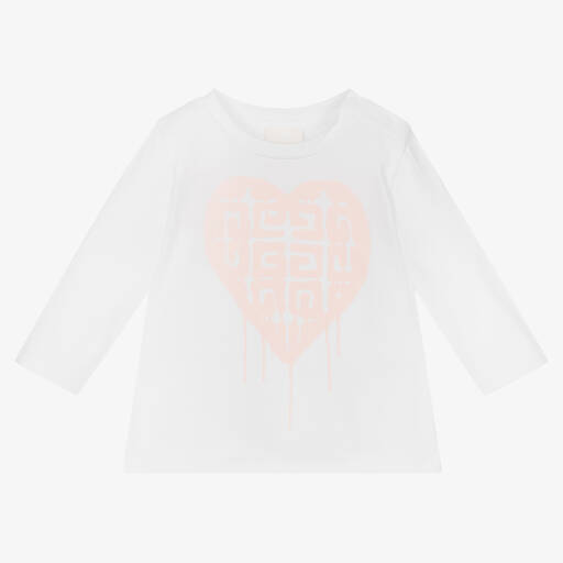 Givenchy-Girls White Cotton 4G Logo Top | Childrensalon Outlet