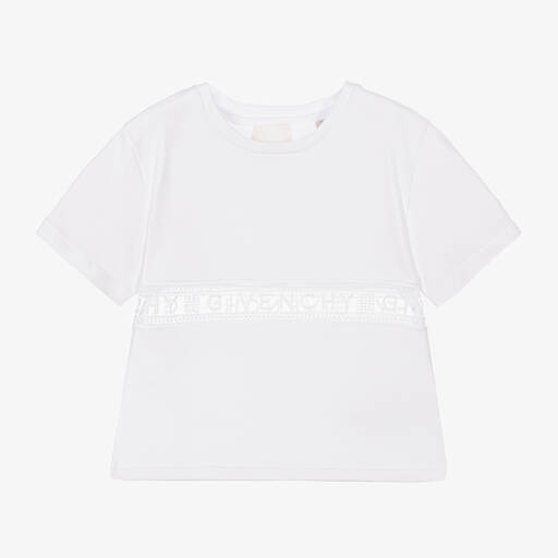 Givenchy-تيشيرت قطن لون أبيض للبنات | Childrensalon Outlet
