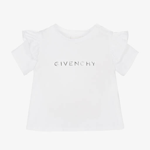 Givenchy-Girls White Logo T-Shirt | Childrensalon Outlet