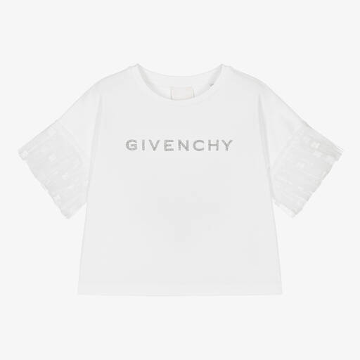 Givenchy-تيشيرت قطن لون أبيض للبنات | Childrensalon Outlet