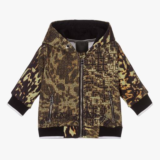 Givenchy-توب هودي بسحّاب أطفال ولادي قطن لون أخضر | Childrensalon Outlet
