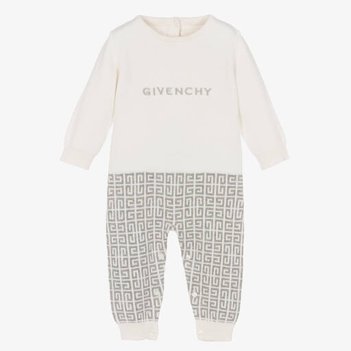 Givenchy-Baumwoll-Kaschmir-Overall Elfenbein | Childrensalon Outlet