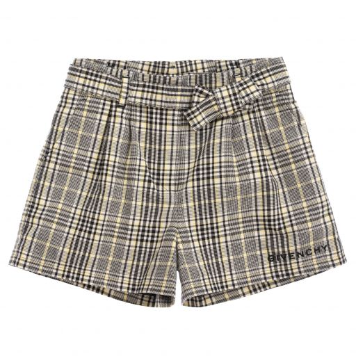 Givenchy-Teen Black Check Logo Shorts | Childrensalon Outlet