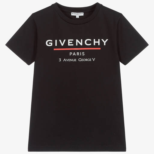 Givenchy-تيشيرت قطن لون أسود، أبيض وأحمر | Childrensalon Outlet