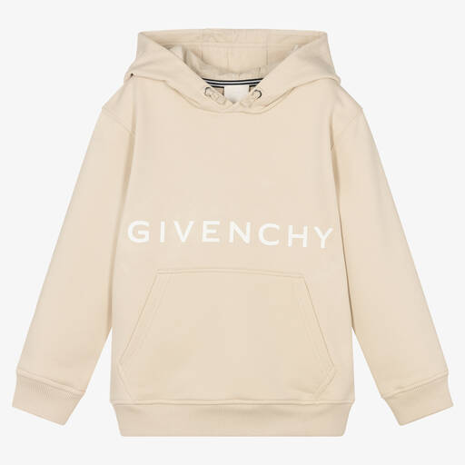 Givenchy-Teen Boys Beige 4G Logo Hoodie | Childrensalon Outlet