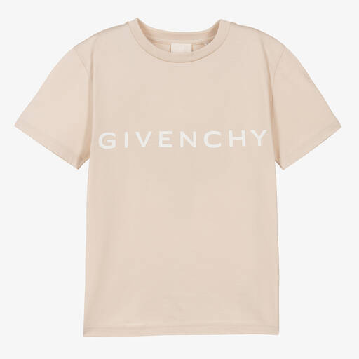 Givenchy-تيشيرت تينز ولادي قطن لون بيج | Childrensalon Outlet