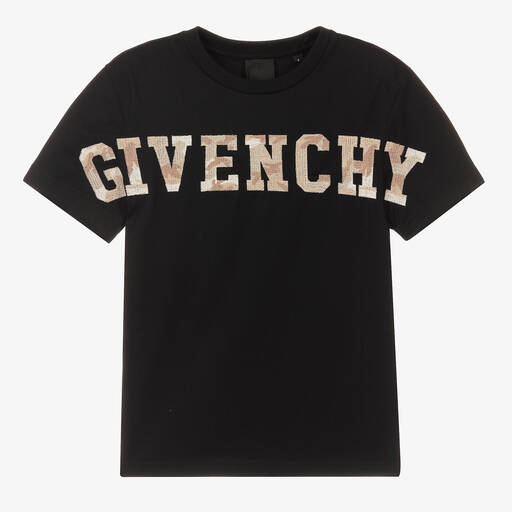 Givenchy-Teen Boys Black Camouflage Logo T-Shirt | Childrensalon Outlet