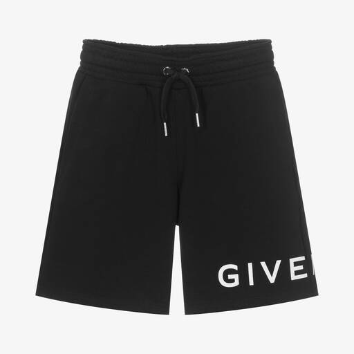 Givenchy-Teen Boys Black Cotton Logo Shorts  | Childrensalon Outlet