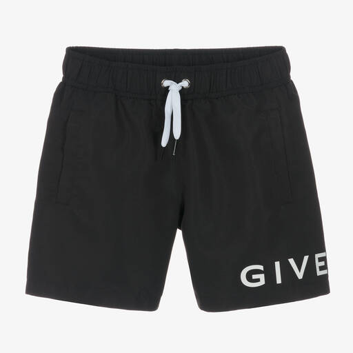 Givenchy-Teen Boys Black & White Logo Swim Shorts | Childrensalon Outlet