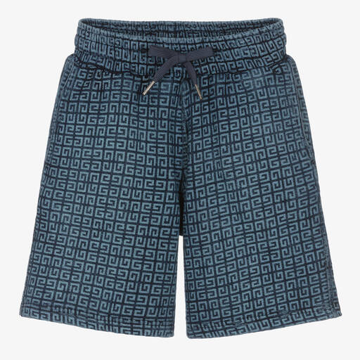 Givenchy-Teen Boys Blue Cotton Jersey 4G Shorts | Childrensalon Outlet