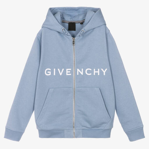 Givenchy-Голубая хлопковая худи на молнии | Childrensalon Outlet
