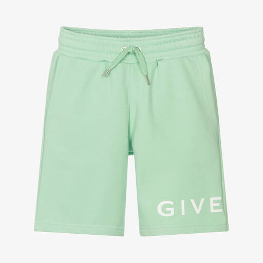 Givenchy-Teen Boys Green Cotton Logo Shorts | Childrensalon Outlet
