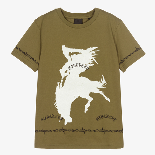 Givenchy-Teen Boys Green Cotton T-Shirt | Childrensalon Outlet