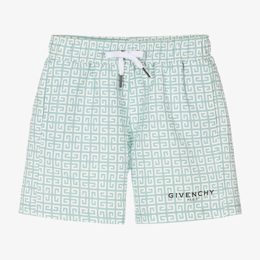 Givenchy-Teen Boys Sage Green 4G Swim Shorts | Childrensalon Outlet
