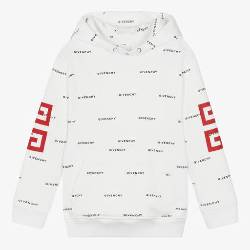 Givenchy-توب هودي قطن جيرسي لون أبيض للمراهقين | Childrensalon Outlet