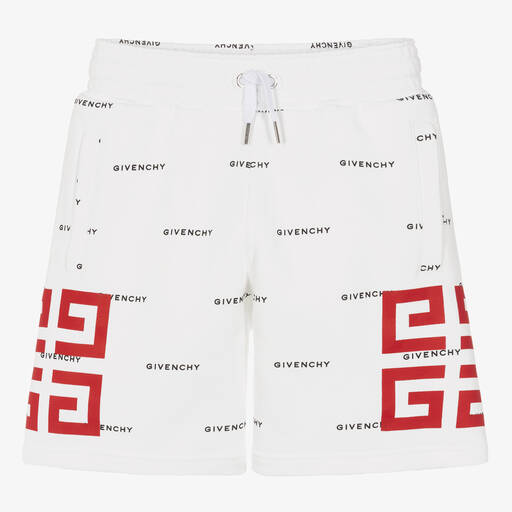 Givenchy-Teen Boys White 4G Cotton Shorts | Childrensalon Outlet