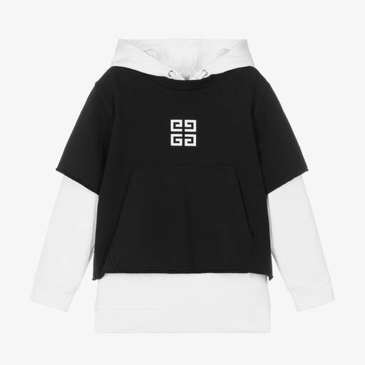 Givenchy-Teen Boys White & Black Layered Hoodie | Childrensalon Outlet