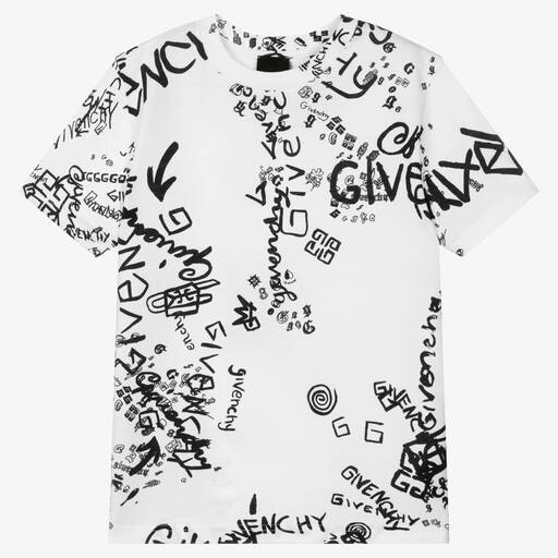 Givenchy-Белая футболка с граффити | Childrensalon Outlet